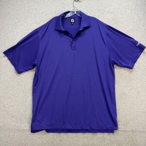 FootJoy Polo Shirt Mens XXL Purple Striped Thornblade Golf Performance Active